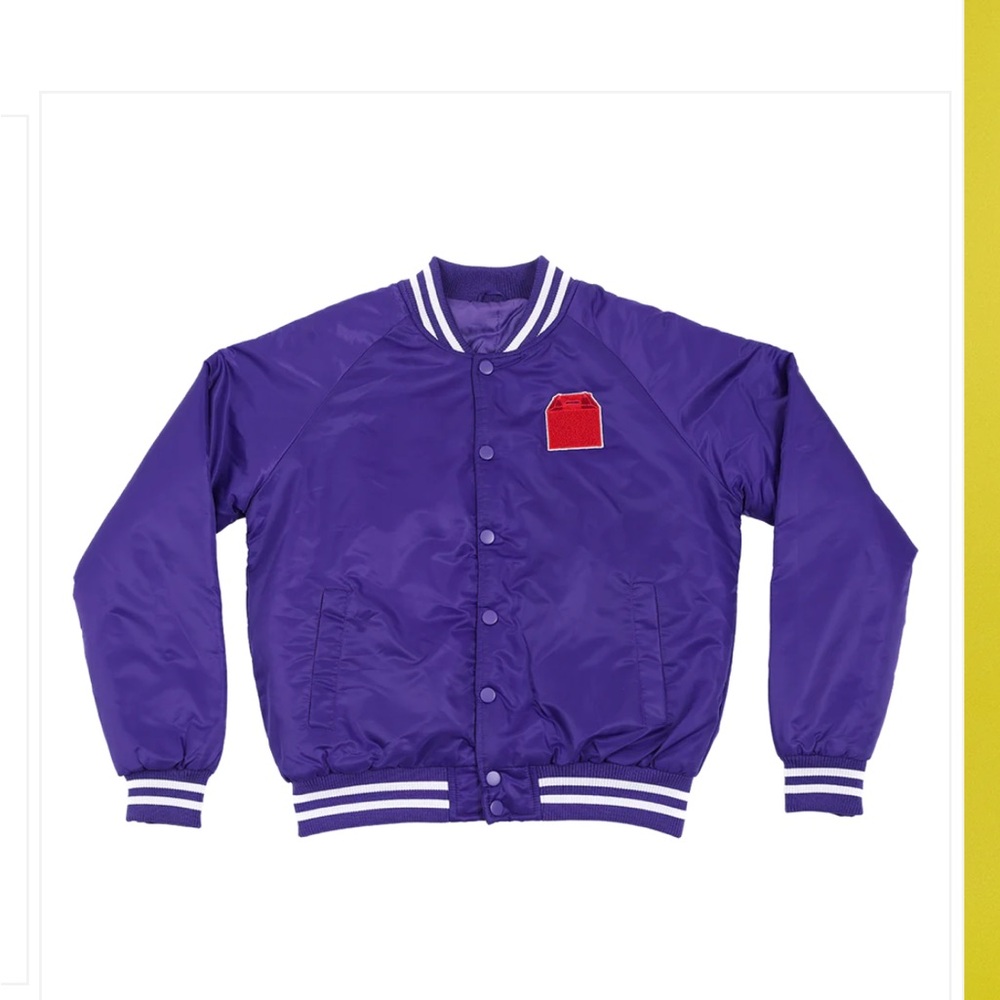 Chain Purple Bomber Jacket with Red Patch
